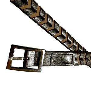 Silver Braded Faux Leather Skinny Women's Belt, Large